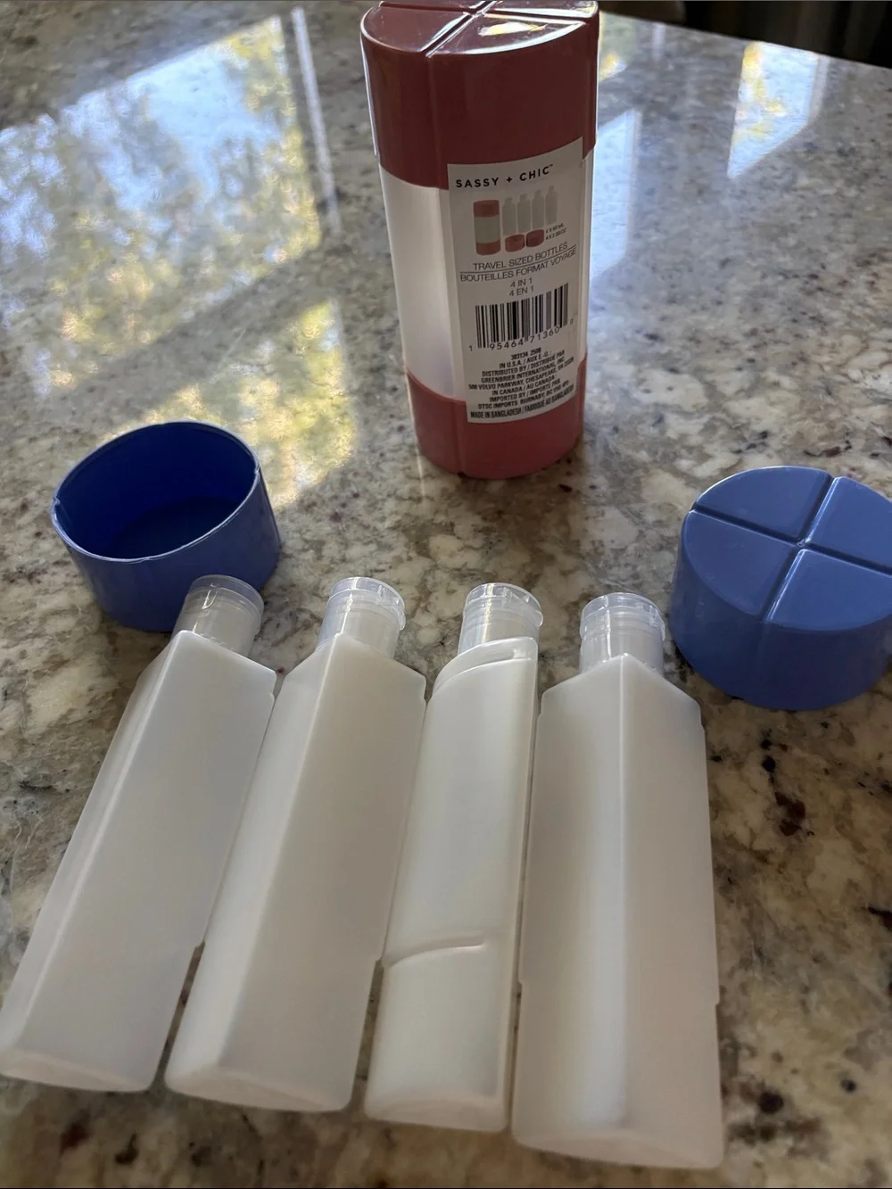 SASSY + CHIC Travel Sized Bottle Set - Blue & Dusty Rose